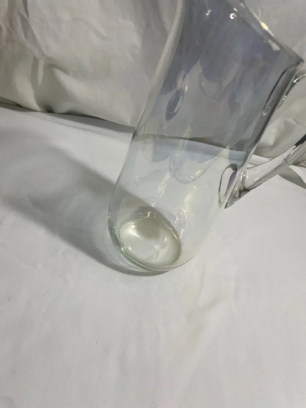 Iridescent Glass Water Pitcher Carafe Applied Handle Hand Blown Style 10